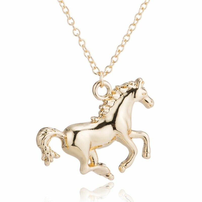 collier galop cheval couleur or